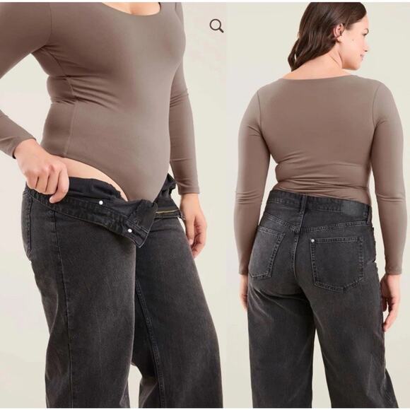 Nuuds Bodysuit Plus Size Brown Mocha Long Sleeve Scoop Neck Stretchy XXXL 3X - Picture 8 of 8